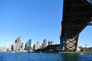 downtown Sydney from under Sydney Harbour bridge, July 15, 2012